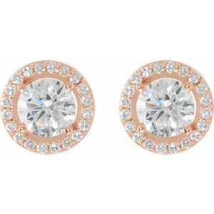 14K Rose 2 1/3 CTW Lab-Grown Diamond Halo-Style Earrings