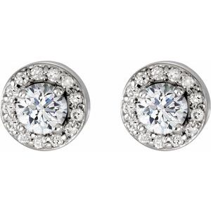 14K White 3/8 CTW Lab-Grown Diamond Halo-Style Earrings