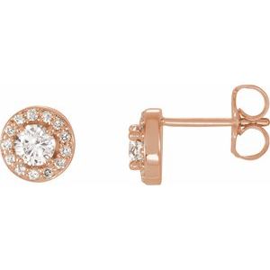 14K Rose 3/8 CTW Lab-Grown Diamond Halo-Style Earrings