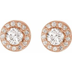 14K Rose 9/10 CTW Lab-Grown Diamond Halo-Style Earrings