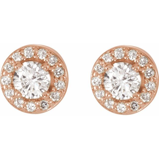 14K Rose 9/10 CTW Lab-Grown Diamond Halo-Style Earrings