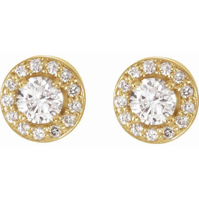 14K Yellow 1/2 CTW Lab-Grown Diamond Halo-Style Earrings