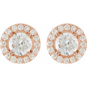 14K Rose 1 1/2 CTW Lab-Grown Diamond Halo-Style Earrings