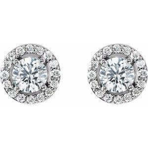 14K White 1 1/3 CTW Lab-Grown Diamond Halo-Style Earrings