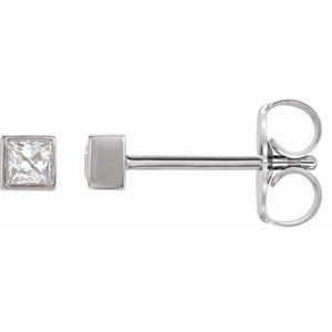 14K White 1/5 CTW Lab-Grown Diamond Bezel-Set Earrings
