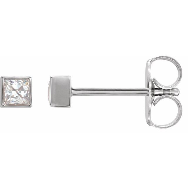 14K White 1/5 CTW Lab-Grown Diamond Bezel-Set Earrings