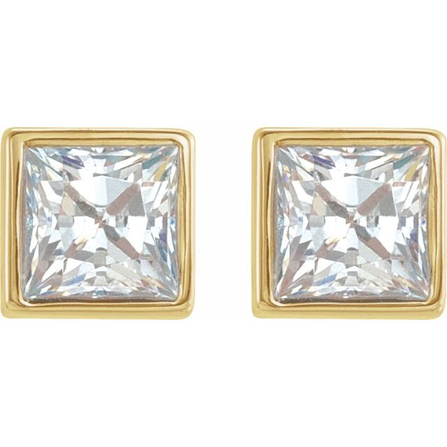 14K Yellow 1/3 CTW Lab-Grown Diamond Bezel-Set Earrings