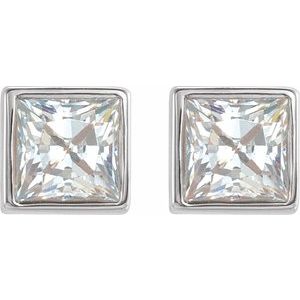 14K White 3/8 CTW Lab-Grown Diamond Bezel Earrings