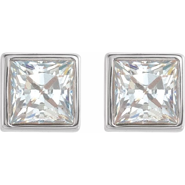 14K White 1/5 CTW Lab-Grown Diamond Bezel-Set Earrings
