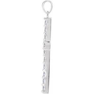 14K White 1/2 CTW Lab-Grown Diamond Cross Pendant
