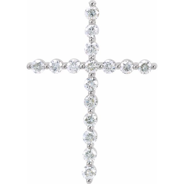 Platinum 3/4 CTW Lab-Grown Diamond Cross Pendant