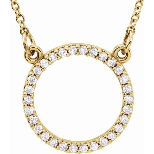 14K Yellow 1/8 CTW Lab-Grown Diamond Circle 16" Necklace