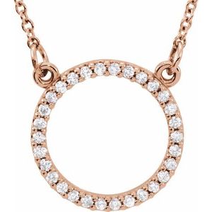 14K Rose 1/8 CTW Lab-Grown Diamond Circle 16" Necklace