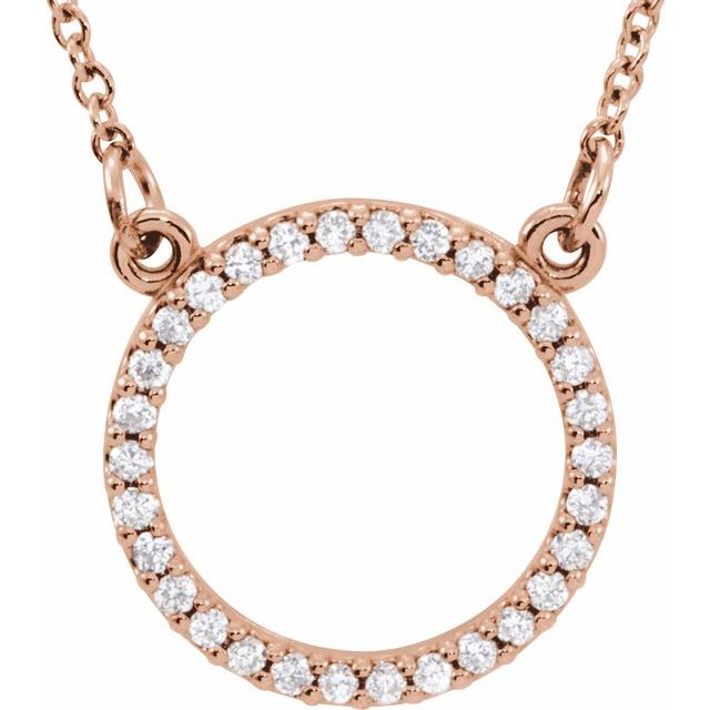 14K Rose 1/8 CTW Lab-Grown Diamond Circle 16" Necklace