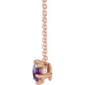 14K Rose 6 mm Lab-Grown Alexandrite Solitaire 16-18" Necklace