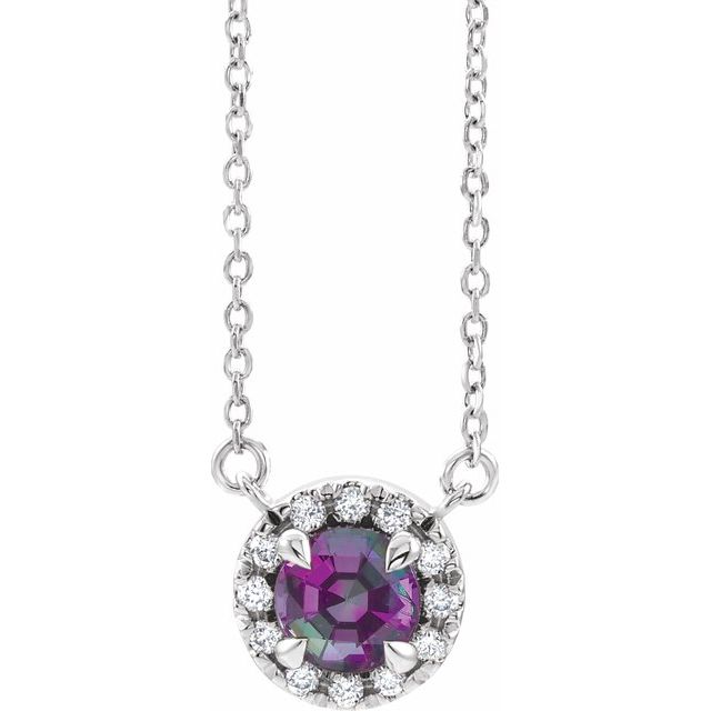 Platinum 3 mm Lab-Grown Alexandrite & .03 CTW Natural Diamond 16" Necklace