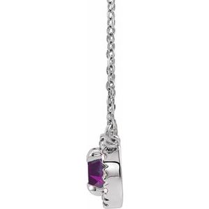 Platinum 6 mm Lab-Grown Alexandrite & 1/6 CTW Natural Diamond 16" Necklace