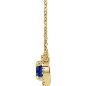 14K Yellow 3.5 mm Lab-Grown Blue Sapphire & .03 CTW Natural Diamond 16" Necklace