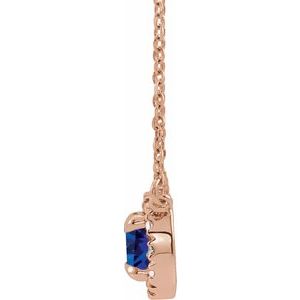 14K Rose 6.5 mm Lab-Grown Blue Sapphire & 1/6 CTW Natural Diamond 18" Necklace