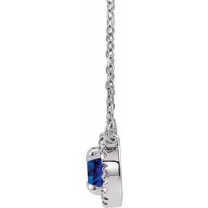 14K White 4.5 mm Lab-Grown Blue Sapphire & .05 CTW Natural Diamond 18" Necklace