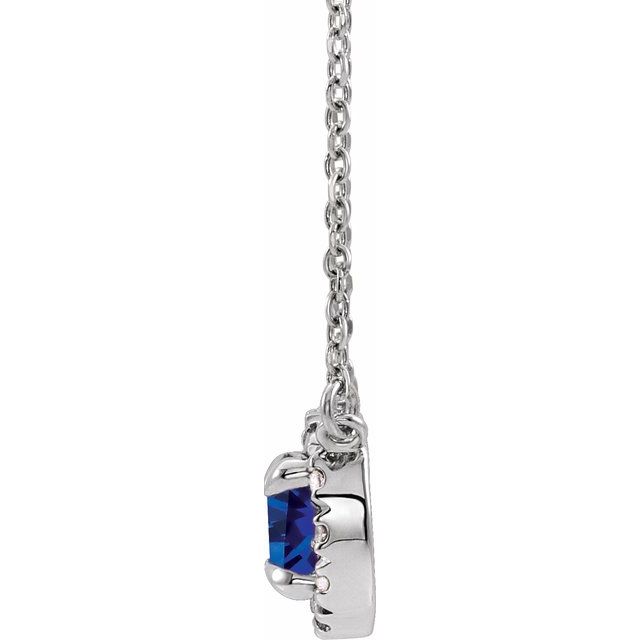 Sterling Silver 4 mm Lab-Grown Blue Sapphire & .05 CTW Natural Diamond 18" Necklace