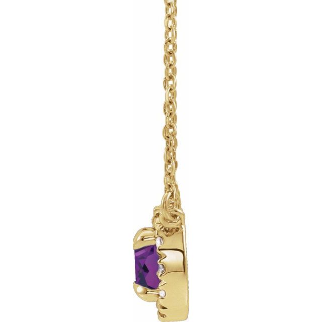 14K Yellow 5 mm Lab-Grown Alexandrite & 1/10 CTW Natural Diamond 18" Necklace