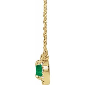 14K Yellow 4 mm Lab-Grown Emerald & .05 CTW Natural Diamond 18" Necklace