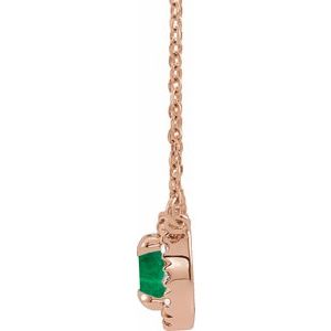 14K Rose 3.5 mm Lab-Grown Emerald & .03 CTW Natural Diamond 16" Necklace