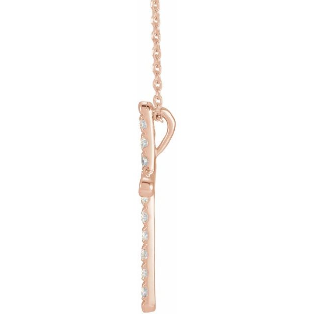 14K Rose 1/2 CTW Lab-Grown Diamond French-Set Cross 16-18" Necklace