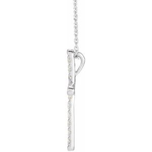 14K White 1/2 CTW Lab-Grown Diamond French-Set Cross 16-18" Necklace