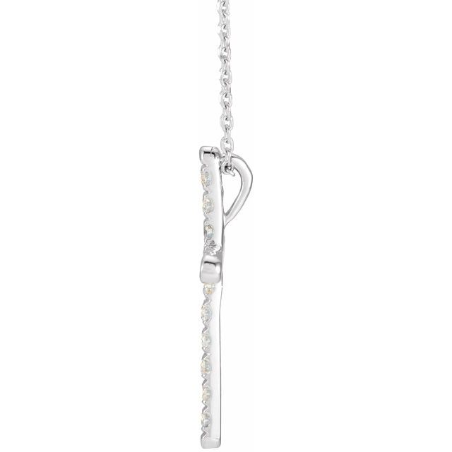14K White 1/4 CTW Lab-Grown Diamond French-Set Cross 16-18" Necklace