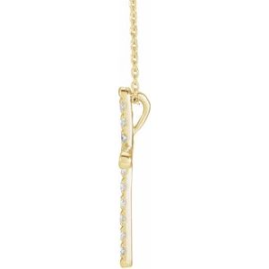 14K Yellow 1/2 CTW Lab-Grown Diamond French-Set Cross 16-18" Necklace