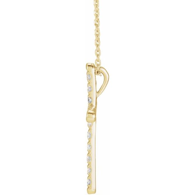 14K Yellow 1/4 CTW Lab-Grown Diamond French-Set Cross 16-18" Necklace