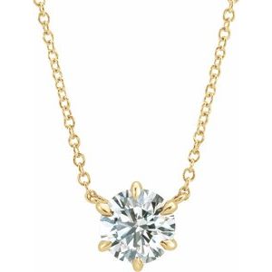 14K Yellow 1/2 CT Lab-Grown Diamond 6-Prong Claw Necklace Center