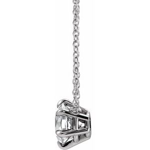 14K White 3/4 CT Lab-Grown Diamond 6-Prong Claw Necklace Center