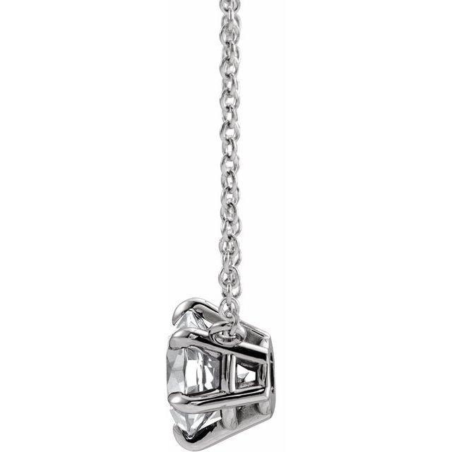14K White 5/8 CT Lab-Grown Diamond 6-Prong Claw Necklace Center