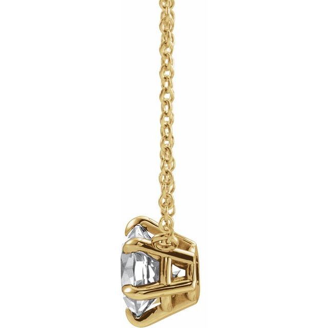 14K Yellow 5/8 CT Lab-Grown Diamond 6-Prong Claw Necklace Center
