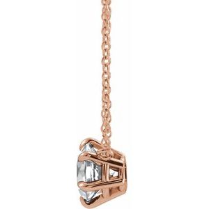 14K Rose 1/3 CT Lab-Grown Diamond 6-Prong Claw Necklace Center