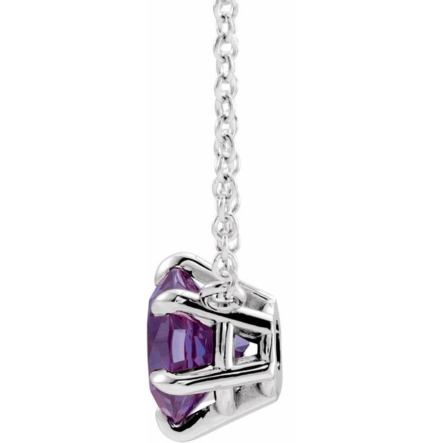 14K White Lab-Grown Alexandrite Solitaire 18" Necklace