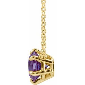 14K Yellow Lab-Grown Alexandrite Solitaire 16" Necklace