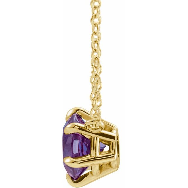 14K Yellow Lab-Grown Alexandrite Solitaire 18" Necklace