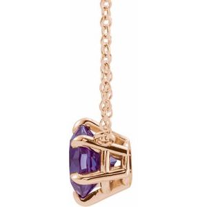 14K Rose Lab-Grown Alexandrite Solitaire 16" Necklace