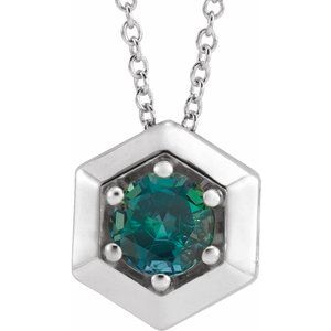Platinum Lab-Grown Alexandrite Geometric 16-18" Necklace