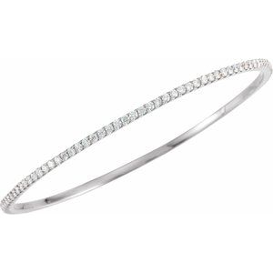 14K White 3 CTW Lab-Grown Diamond Stackable Bangle 8" Bracelet