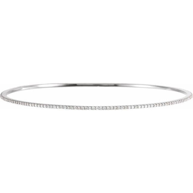14K White 1 CTW Lab-Grown Diamond Stackable Bangle 8" Bracelet