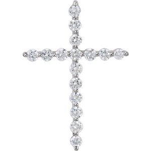 14K White 1/5 CTW Lab-Grown Diamond Cross Pendant