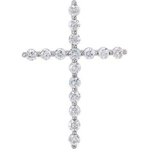 14K White 7/8 CTW Lab-Grown Diamond Cross Pendant