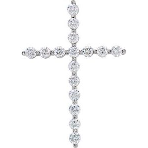 14K White 1 1/4 CTW Lab-Grown Diamond Cross Pendant