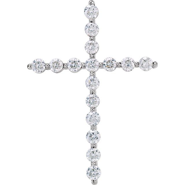 14K White 1 1/4 CTW Lab-Grown Diamond Cross Pendant