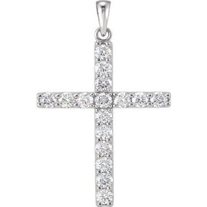 14K White 1/2 CTW Lab-Grown Diamond Cross Pendant